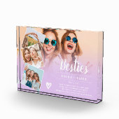 紫の友最高の達は4枚の写真のコラージグリッドをスクリプト フォトブロック (右)