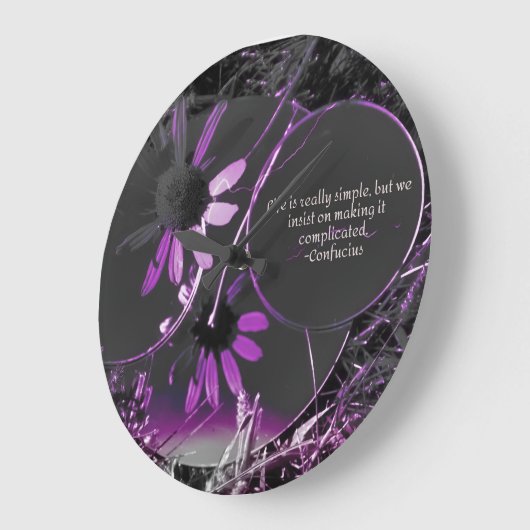 紫の反射 ラージ壁時計 (傾斜)