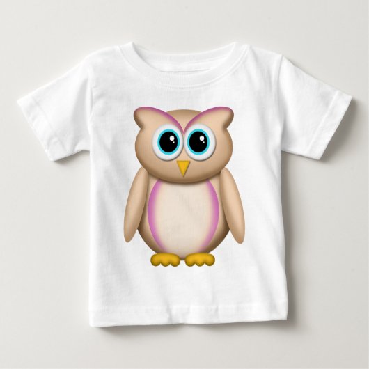 紫の可愛いフクロウ-乳児Tシャツ ベビーTシャツ (正面)