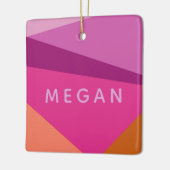 紫の名前の幾何色のブパーソナライズされたロック セラミックオーナメント (左)