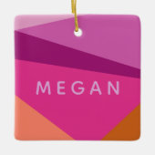 紫の名前の幾何色のブパーソナライズされたロック セラミックオーナメント (正面)