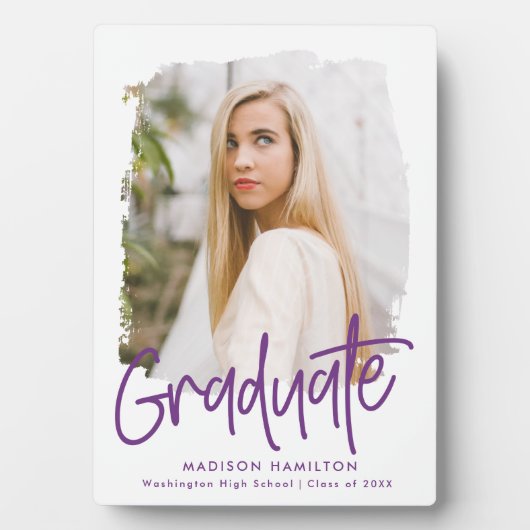 紫の名門私立校風の台本の卒業写真 フォトプラーク (正面)