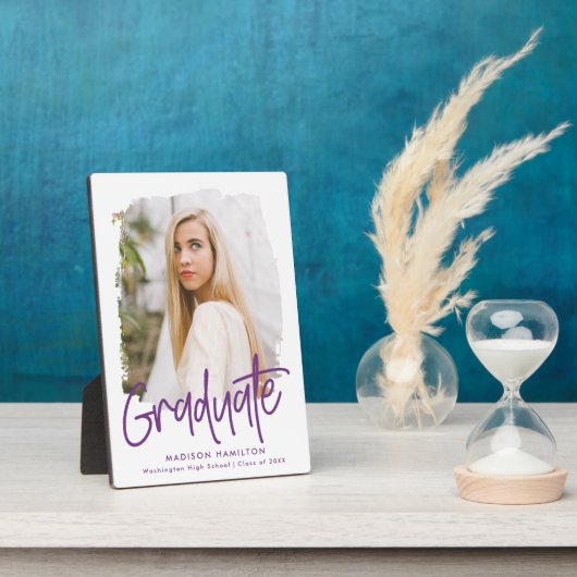 紫の名門私立校風の台本の卒業写真 フォトプラーク (側面)