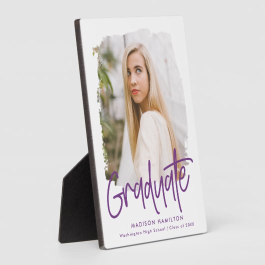 紫の名門私立校風の台本の卒業写真 フォトプラーク (側面)