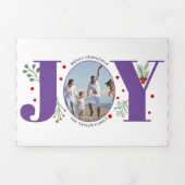 紫の喜びと果実クリスマスの休日の写真 三つ折りクリスマスカード (カバー)