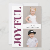 紫の喜びモダンのクリスマス4写真 シーズンカード (正面)