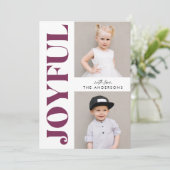 紫の喜びモダンのクリスマス4写真 シーズンカード (スタンド正面)