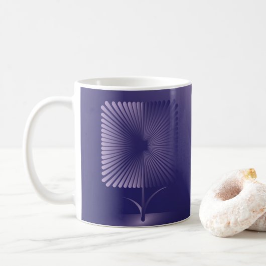 紫の四角い花 コーヒーマグカップ (ドーナツ)
