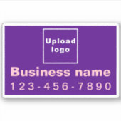 紫の四角形ビニールのビジネス電話番号 シール (正面)