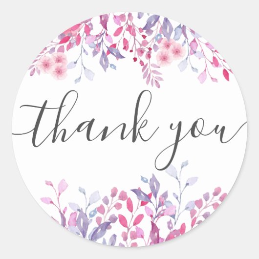 紫の国ワイルドフラワーウォータカラーフローラ ラウンドシール (正面)