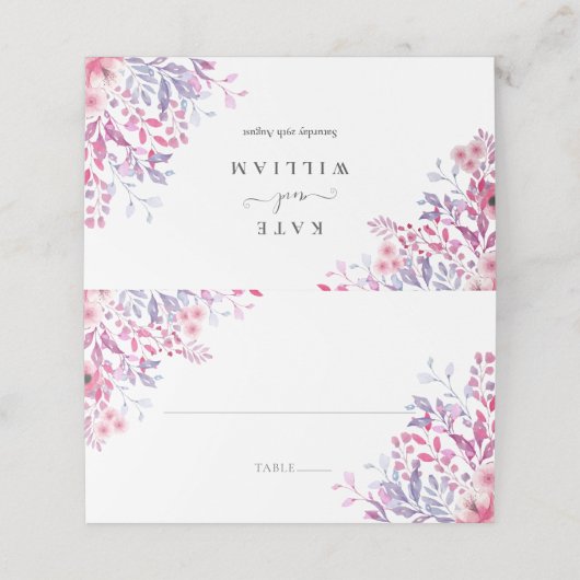 紫の国ワイルドフラワー結婚のフローラ プレイスカード (外部開封)