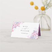紫の国ワイルドフラワー結婚のフローラ プレイスカード (裏面)