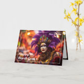 💚💜💛紫の国王陛下:マルディグラスエレガンス カード (黄色い花)