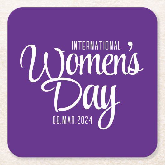 紫の国際的台本の女性デー3月8日 スクエアペーパーコースター (正面)