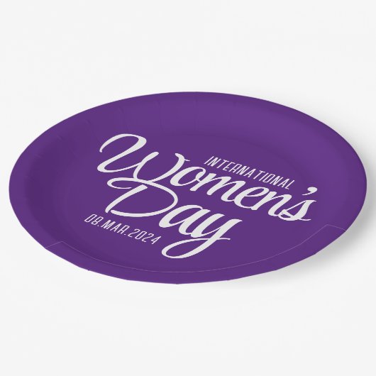 紫の国際的台本の女性デー3月8日 ペーパープレート (アングル)