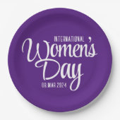紫の国際的台本の女性デー3月8日 ペーパープレート (正面)