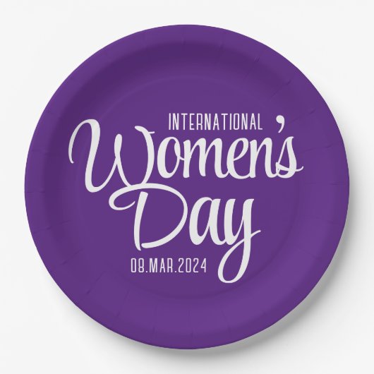 紫の国際的台本の女性デー3月8日 ペーパープレート (正面)