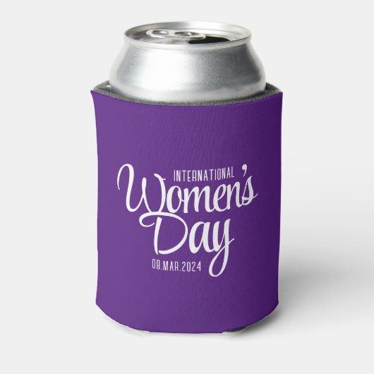 紫の国際的台本の女性デー3月8日 缶クーラー (缶裏面)