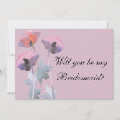 紫の埃っぽいバラポピーは花嫁の提案をする 招待状 (正面)