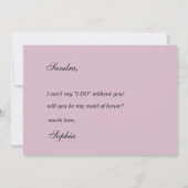 紫の埃っぽいバラポピーは花嫁の提案をする 招待状 (裏面)