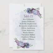 紫の埃っぽい青いフローラシーティングチャートカード 招待状 (正面)