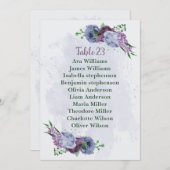 紫の埃っぽい青いフローラシーティングチャートカード 招待状 (正面/裏面)