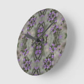 紫の塩ヘリオトロープ山花模様 ラウンド壁時計 (傾斜)