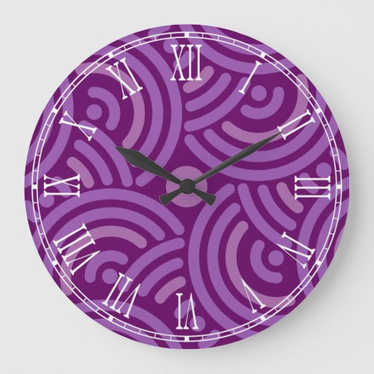 紫の壁時計を円形に連動させる ラージ壁時計 (正面)