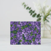紫の夏の花のアート ライラックのガーデニング パターン ポストカード (スタンド正面)