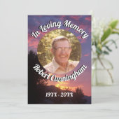 紫の夕日と木の写真を愛の記憶 招待状 (スタンド正面)