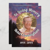 紫の夕日と木の写真を愛の記憶 招待状 (正面/裏面)