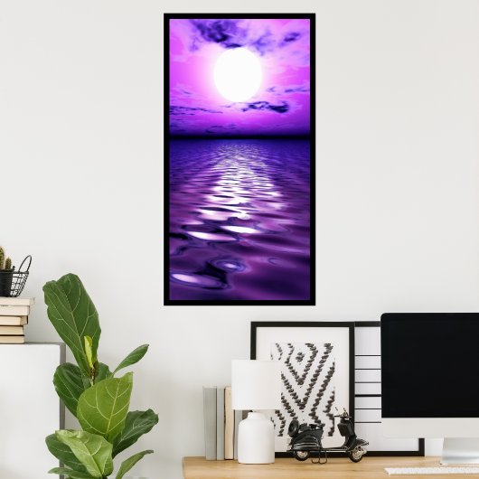 紫の夕日 ポスター (ホームオフィス)