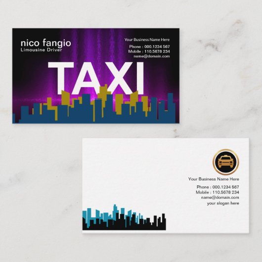 紫の夕暮れの空が明るいTAXY雲タクシー 名刺 (正面/裏面)