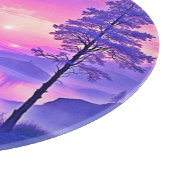 紫の夕焼け風景アート カッティングボード (角)
