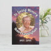 紫の夕陽と木々の写真　愛する記憶 招待状 (スタンド正面)