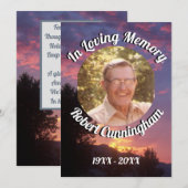 紫の夕陽と木々の写真　愛する記憶 招待状 (正面/裏面)