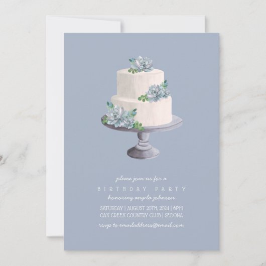 紫の多肉性お誕生日ケーキ2 招待状 (正面)