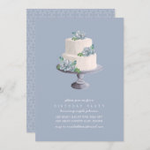 紫の多肉性お誕生日ケーキ2 招待状 (正面/裏面)