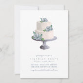 紫の多肉性お誕生日ケーキ 招待状 (正面)