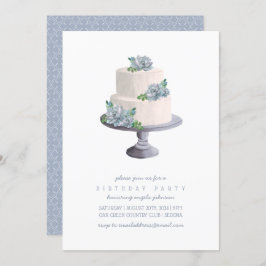 紫の多肉性お誕生日ケーキ 招待状