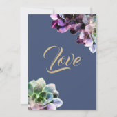 紫の多肉株エレガントブライダルシャワー 招待状 (裏面)