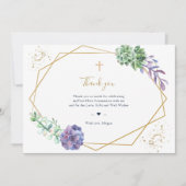 紫の多肉質の聖体サンキューカード サンキューカード (正面)