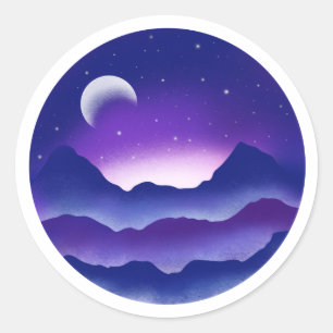 紫の夜景シール ラウンドシール