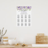 紫の夢のスタイリッシュ花模様座席表 ポスター (キッチン)