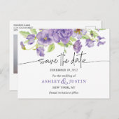 紫の夢のスタイリッシュ花模様 案内ポストカード (正面/裏面)