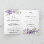 紫の夢スタイリッシュの結婚花模様結婚ズ 招待状 (内部)