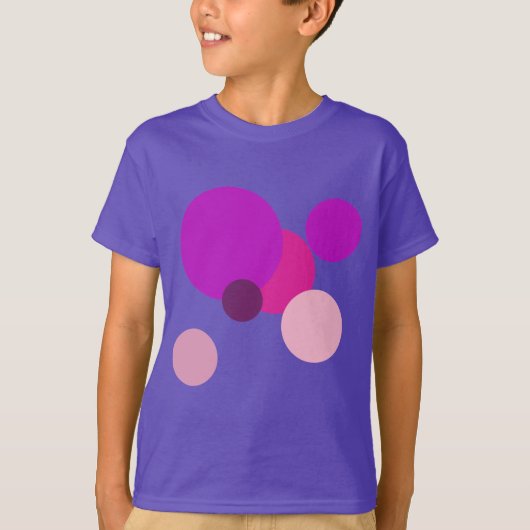 紫の大きな70年代の水玉 Tシャツ (正面)