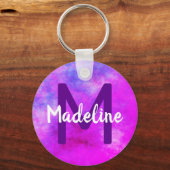 紫の大理石の水色カラフルグラデーション キーホルダー (正面)