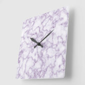 紫の大理石パターン スクエア壁時計 (傾斜)