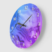 紫の大理石（白） ラージ壁時計 (傾斜)
